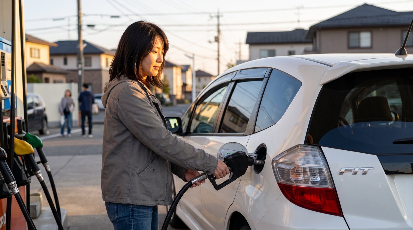 日本のガソリンスタンドで車に給油する様子（イメージ）